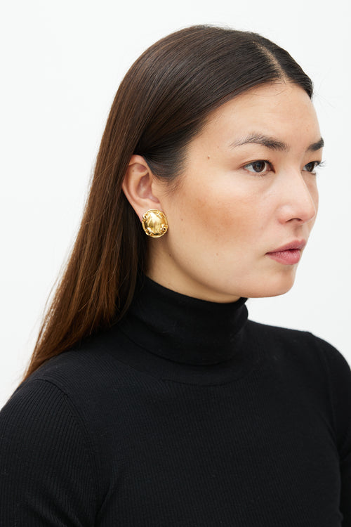 Chanel CC Oval Earrings