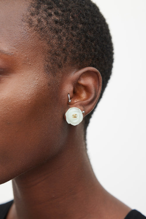 Chanel SS 2002 Camelia CC Earrings