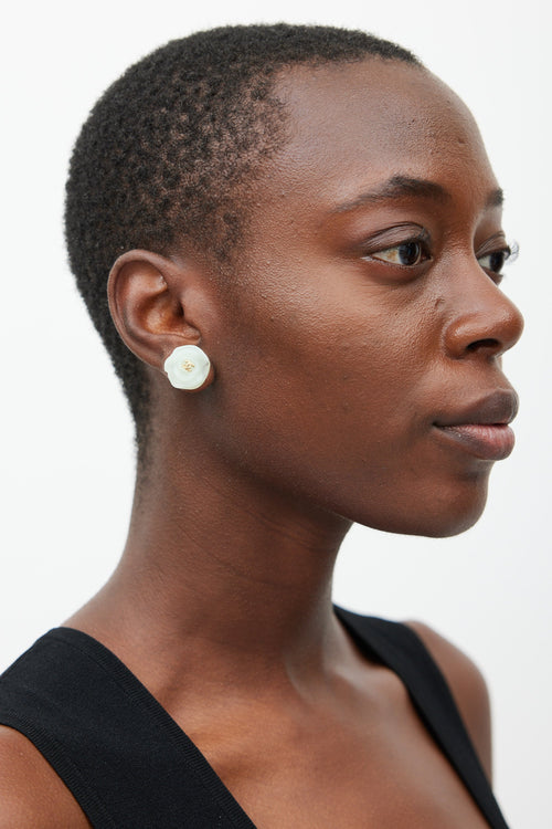 Chanel SS 2002 Camelia CC Earrings