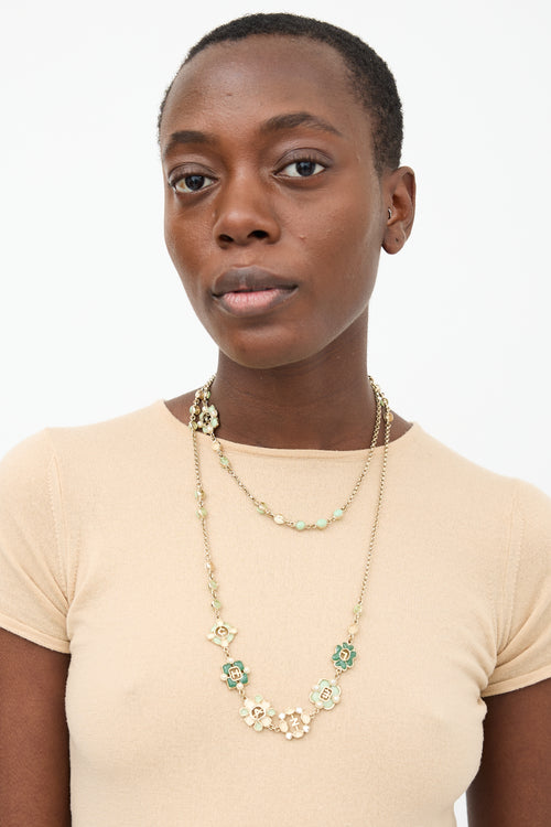 Chanel FW 2016 Floral CC Chain Necklace