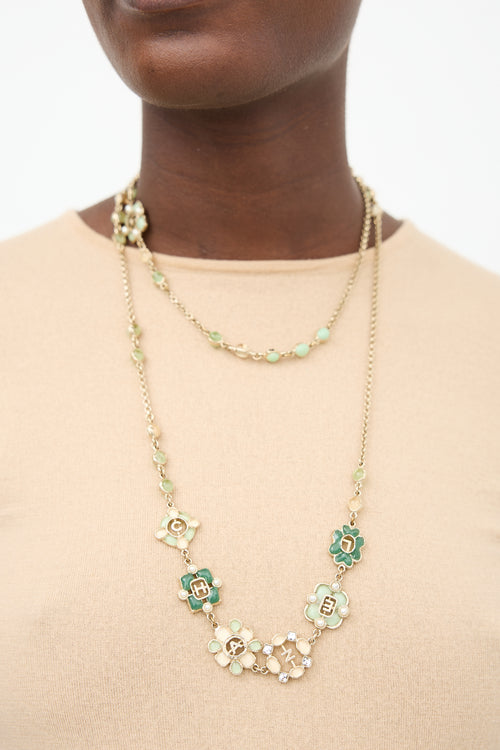 Chanel FW 2016 Floral CC Chain Necklace