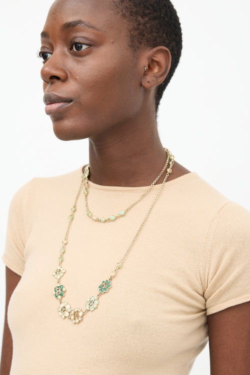 Chanel FW 2016 Floral CC Chain Necklace