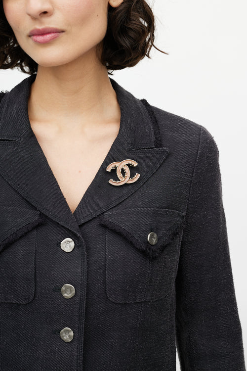 Chanel Gold & Pink CC Brooch
