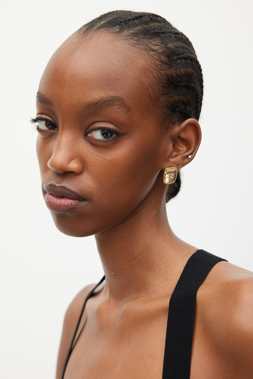 Chanel Resin CC Rectangle Earrings