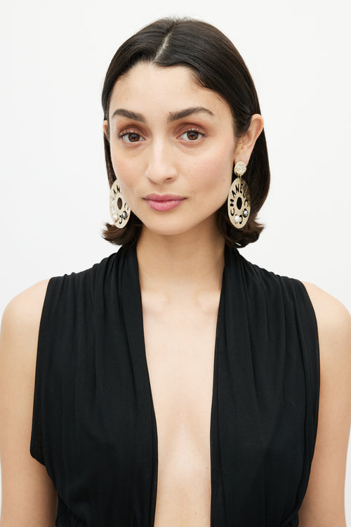 Chanel Papyrus Logo Earrings