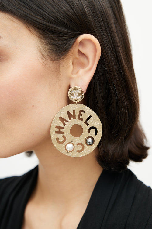 Chanel Papyrus Logo Earrings