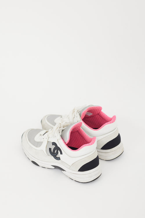 Chanel Grey & Black Leather CC Logo Sneaker