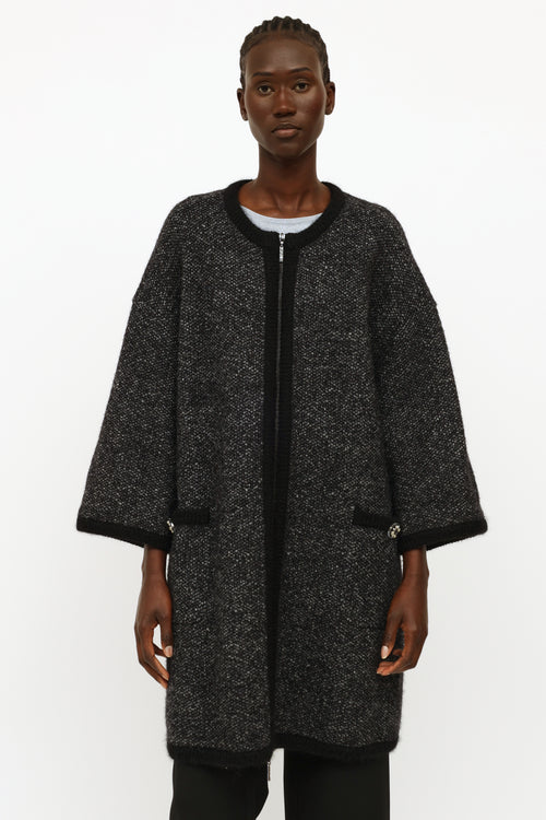 Chanel Dark Grey Oversized Cashmere Coat