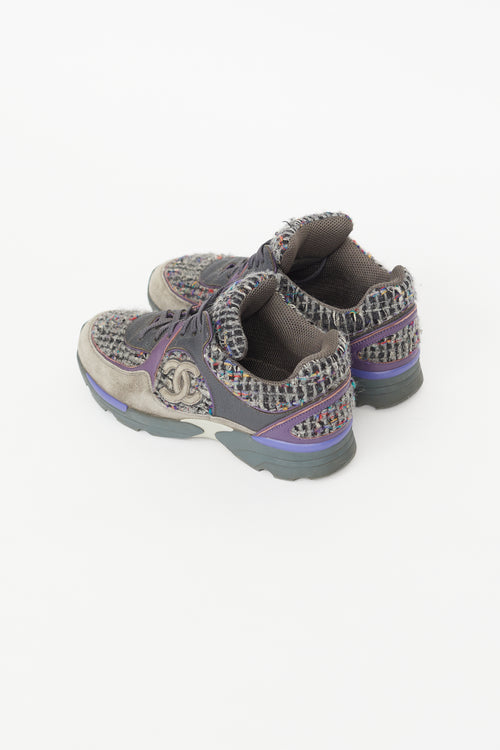 Chanel Grey & Multicolour Tweed CC Sneaker