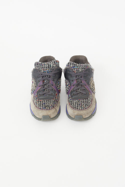 Chanel Grey & Multicolour Tweed CC Sneaker