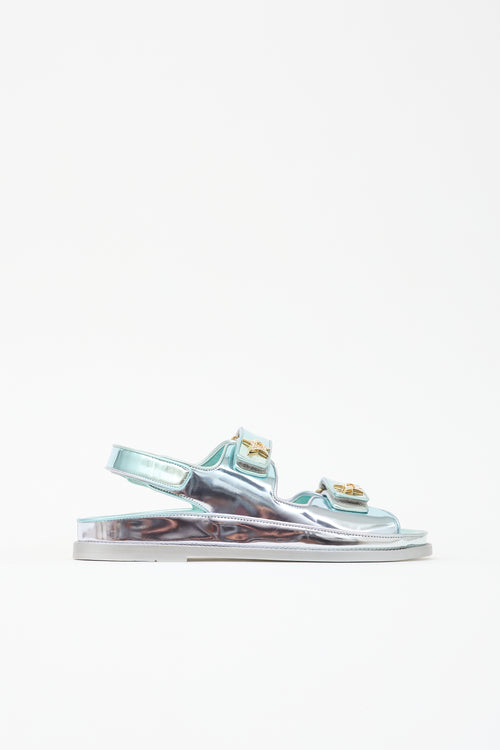 Chanel Laminated Leather Dad CC Sandal