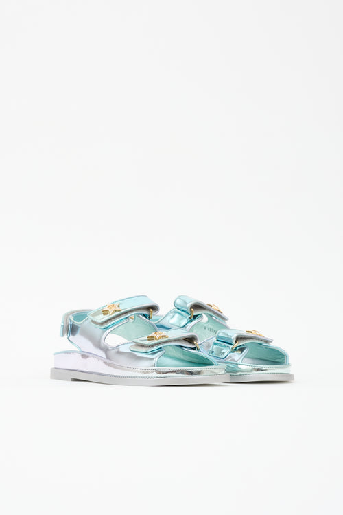 Chanel Laminated Leather Dad CC Sandal