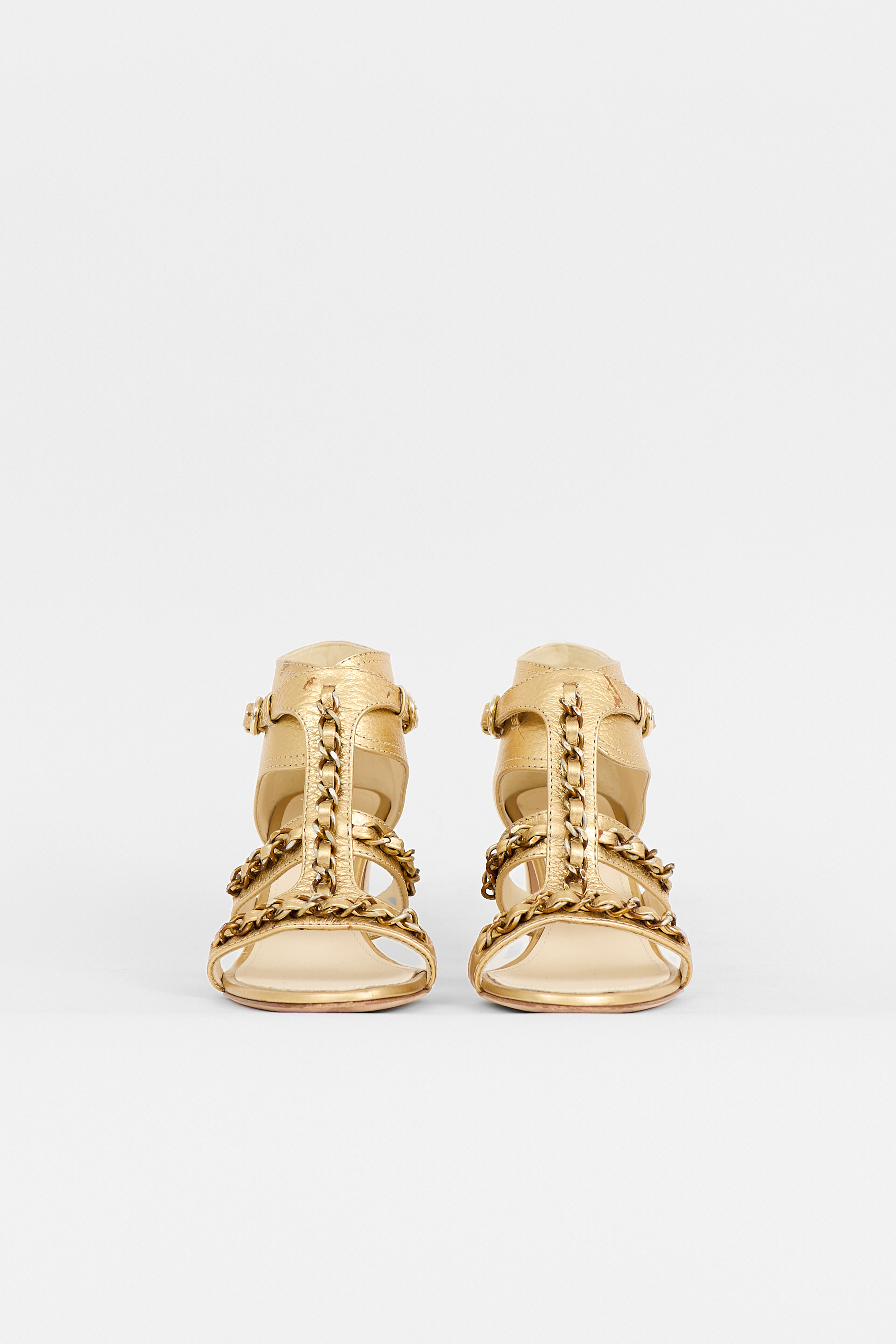 Chanel Leather CC Chain Cage Sandal
