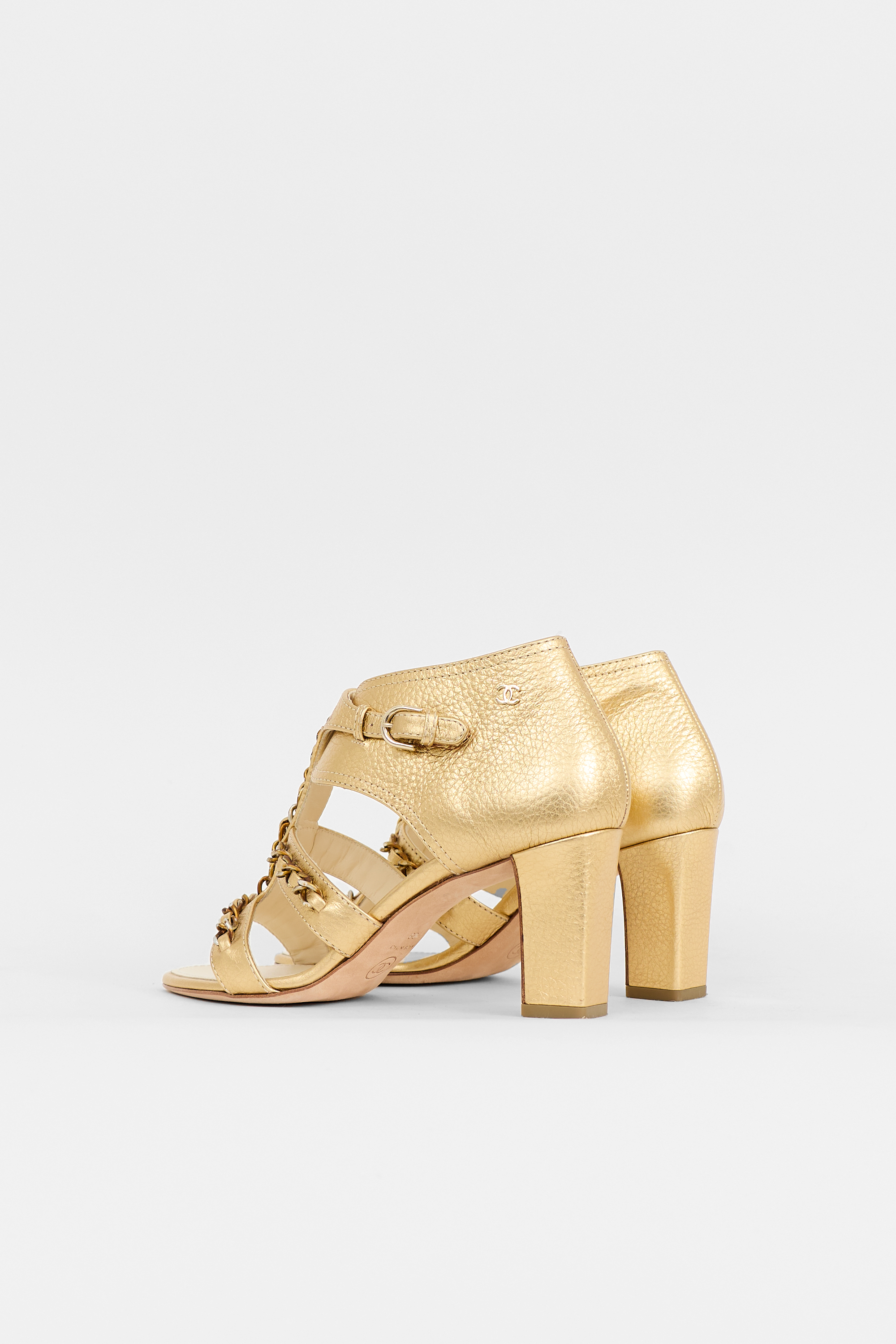 Chanel Leather CC Chain Cage Sandal