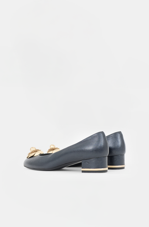 Chanel Leather CC Flower Pump