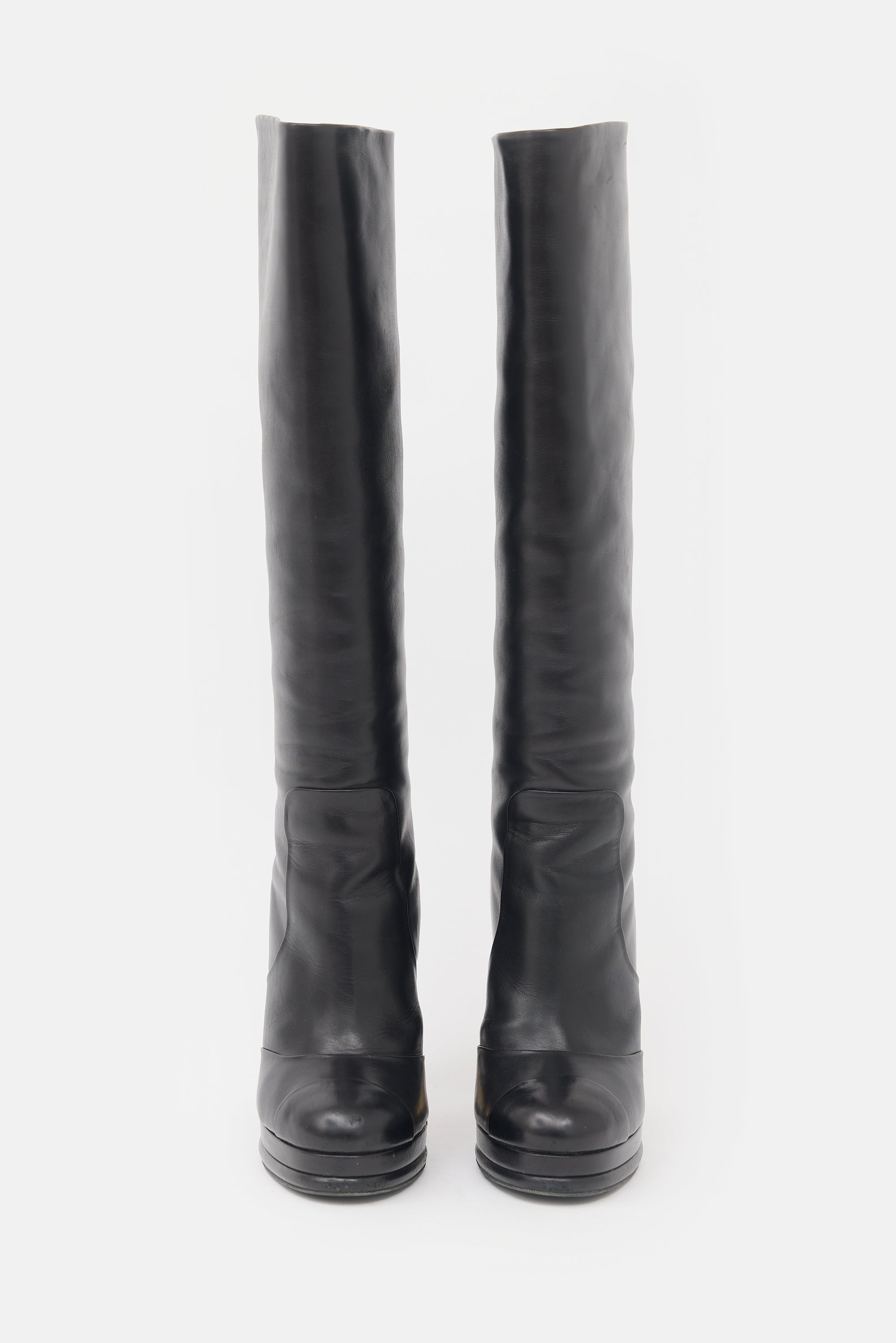 Chanel Leather CC Platform Knee Boot