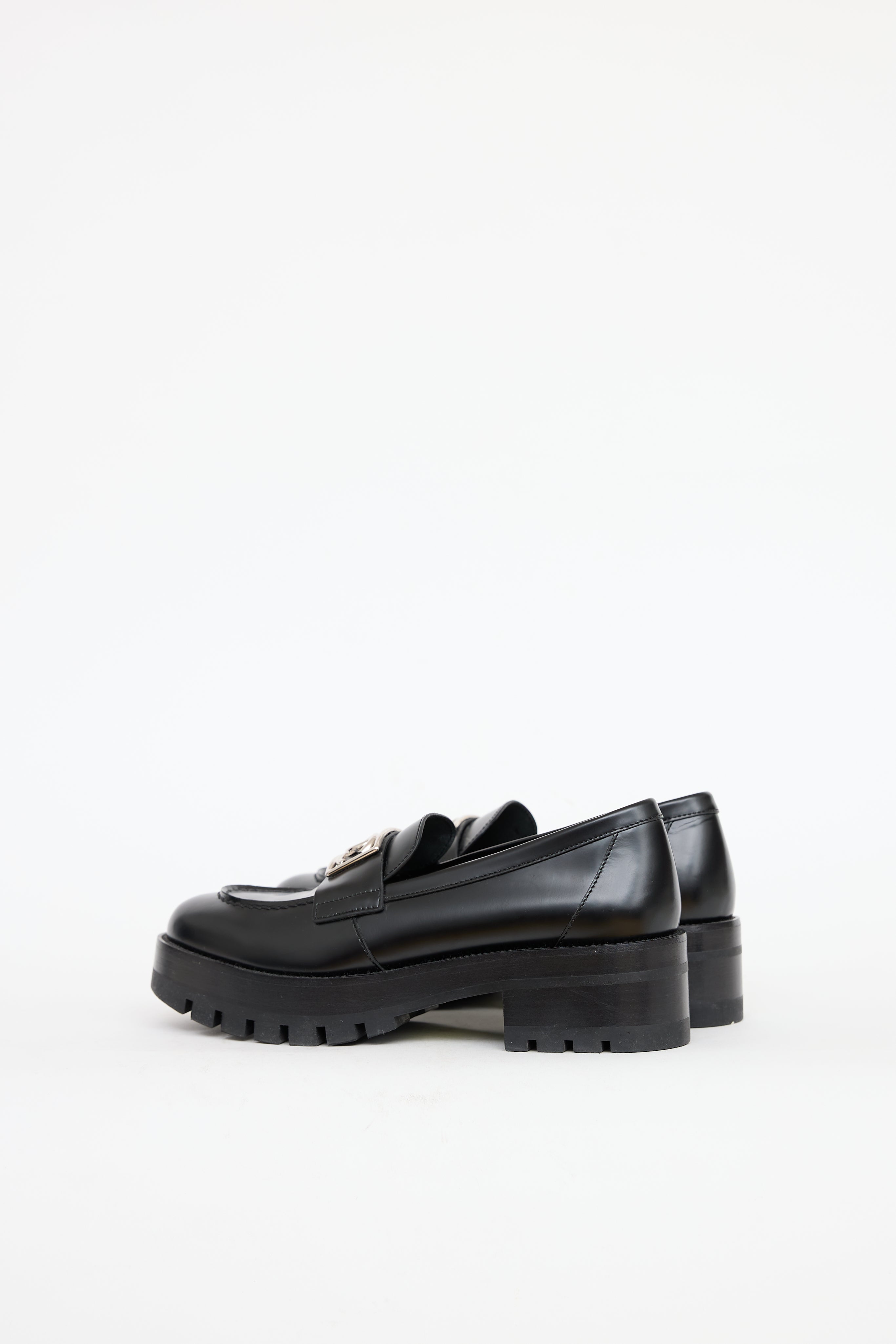 Chanel Leather CC Platform Logo Loafer