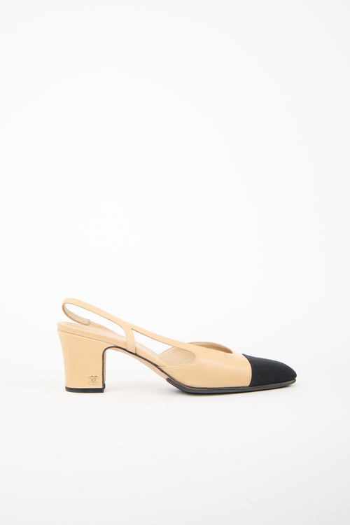 Chanel Leather CC Slingback Pump