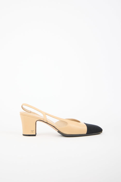 Chanel Leather CC Slingback Pump