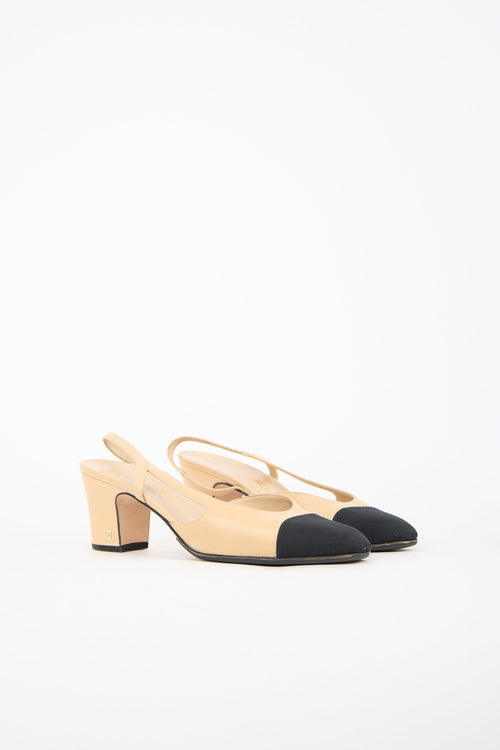 Chanel Leather CC Slingback Pump