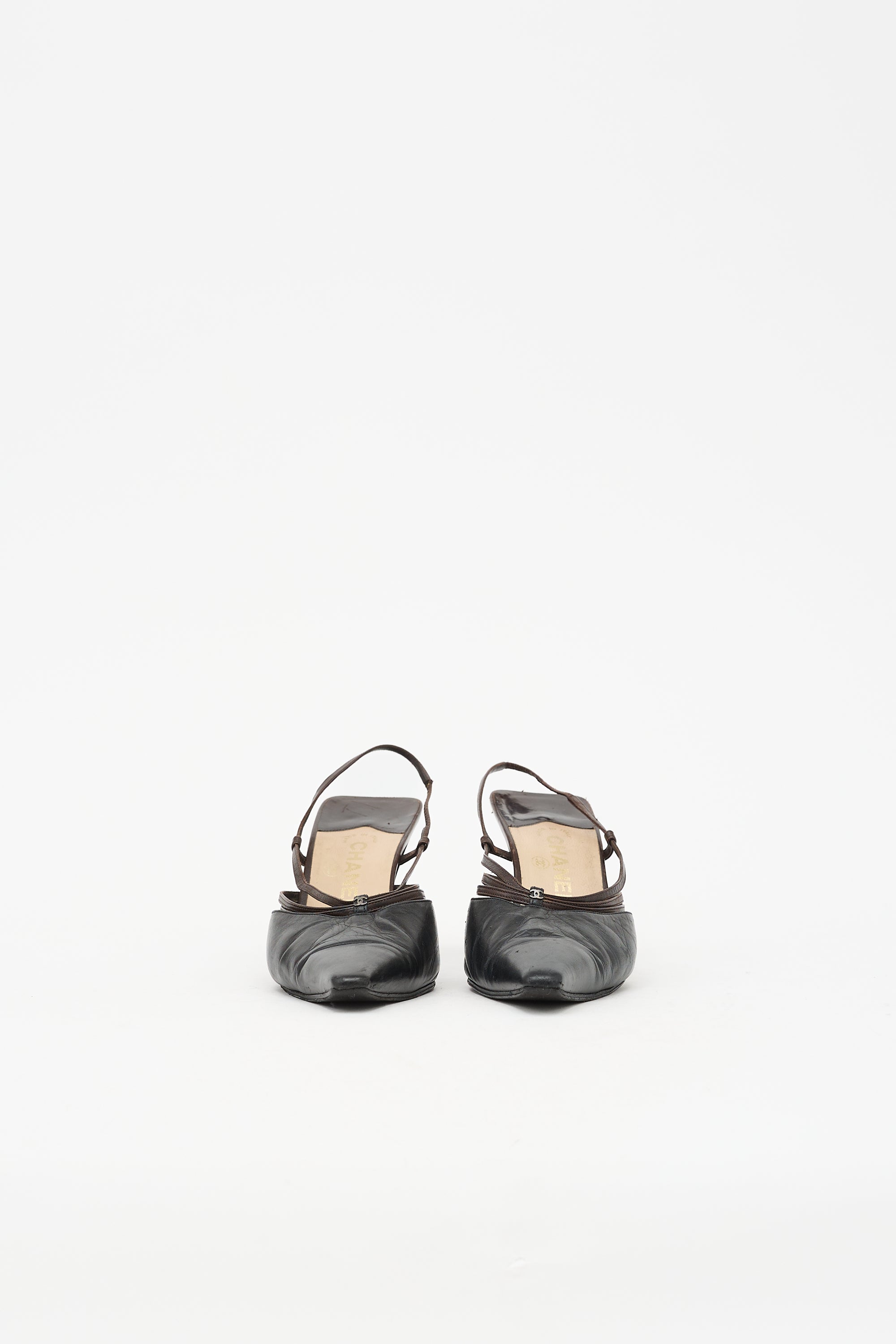 Chanel Leather CC Slingback Pump
