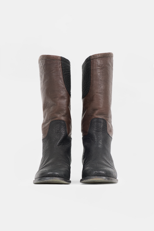 Chanel Leather Two Tone CC Boot
