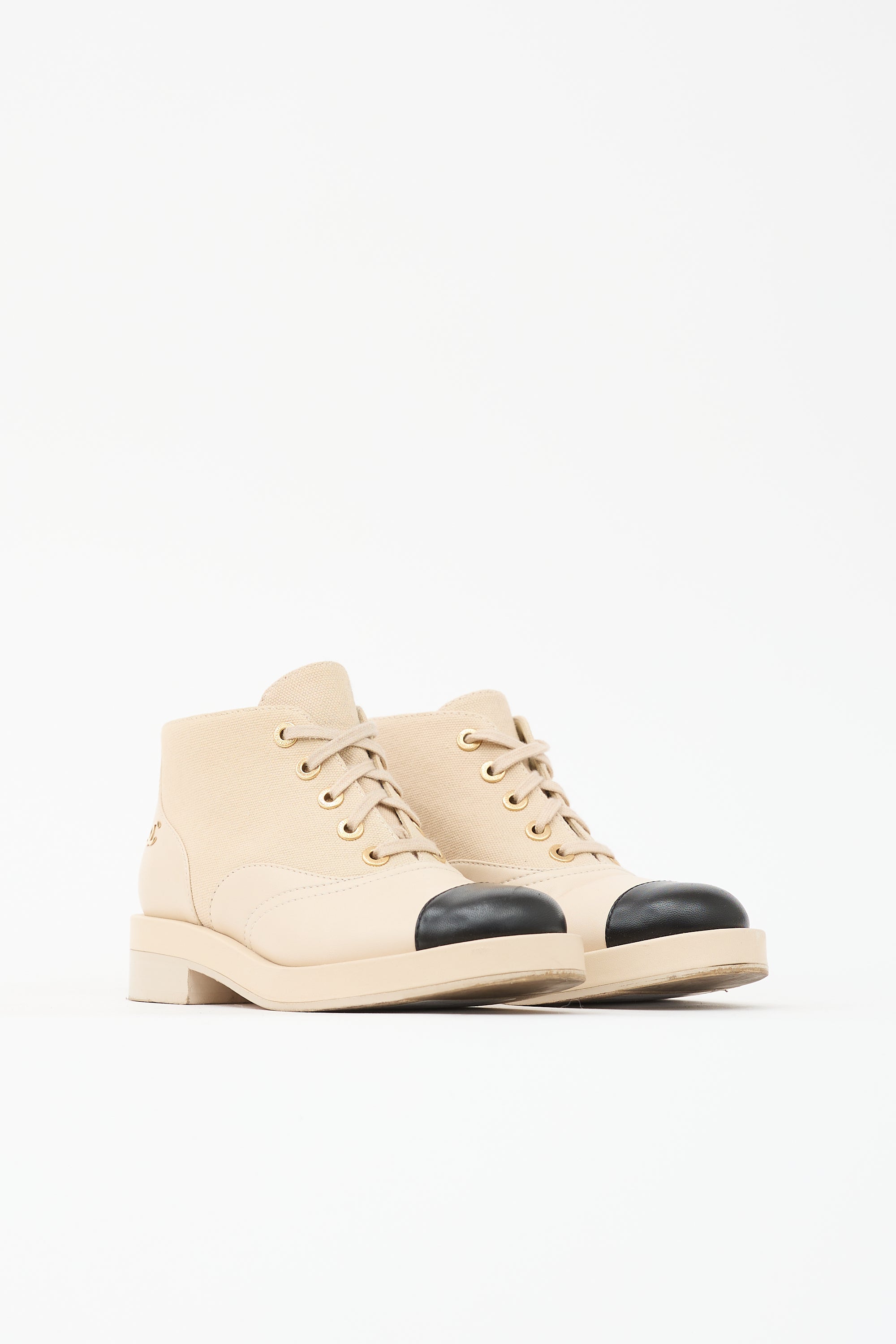Chanel Leather & Canvas CC Boot