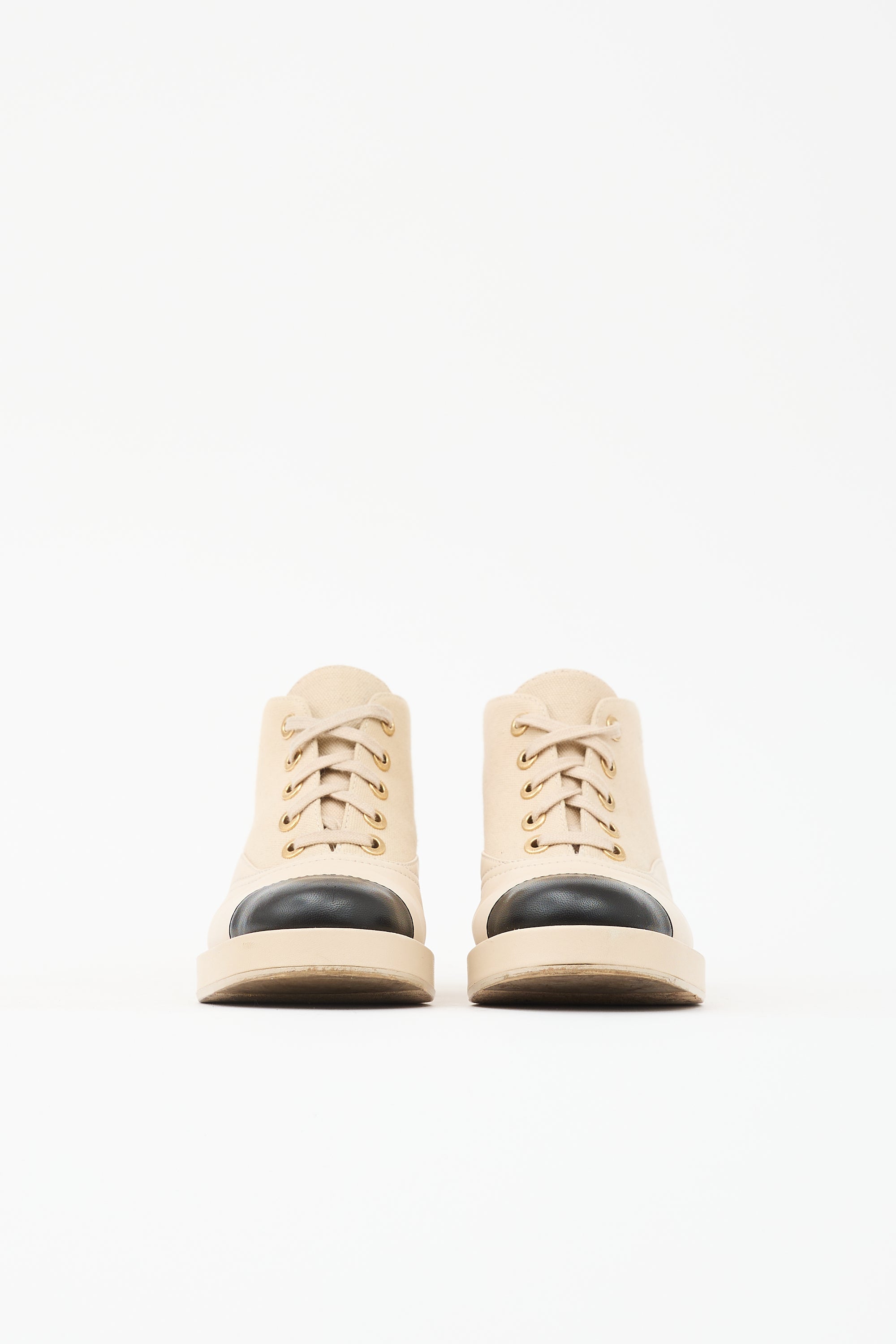 Chanel Leather & Canvas CC Boot