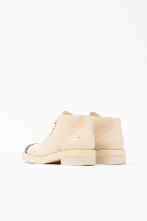 Chanel Leather & Canvas CC Boot