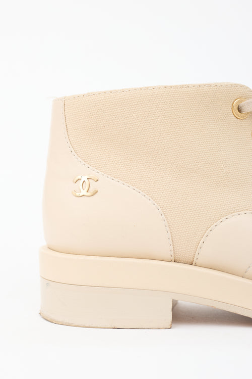 Chanel Leather & Canvas CC Boot
