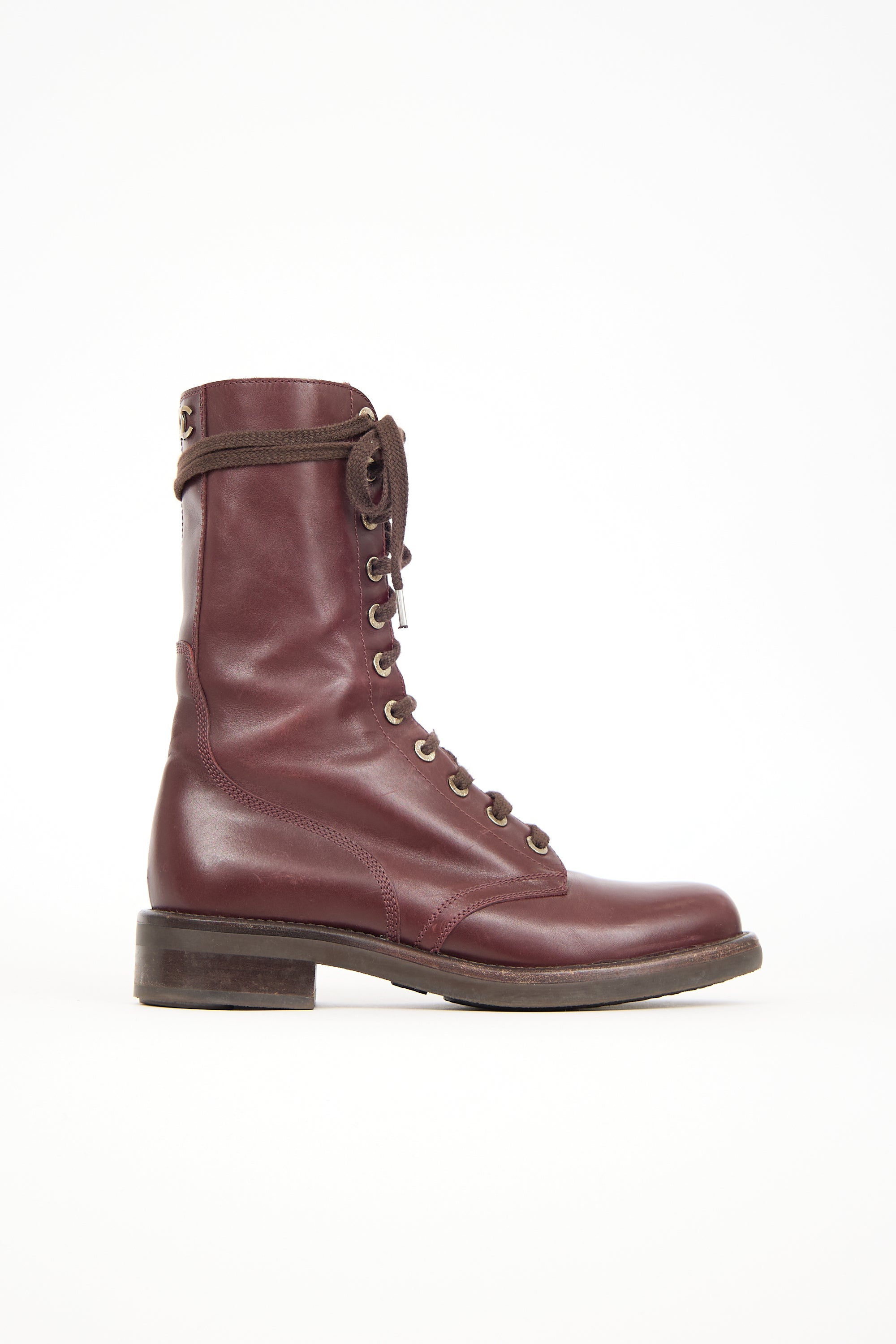 Chanel Leather CC Combat Boot