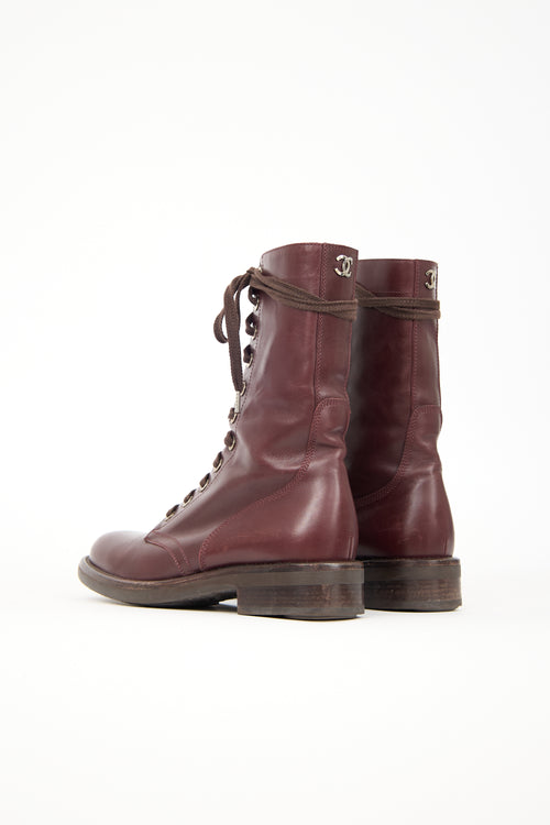 Chanel Leather CC Combat Boot