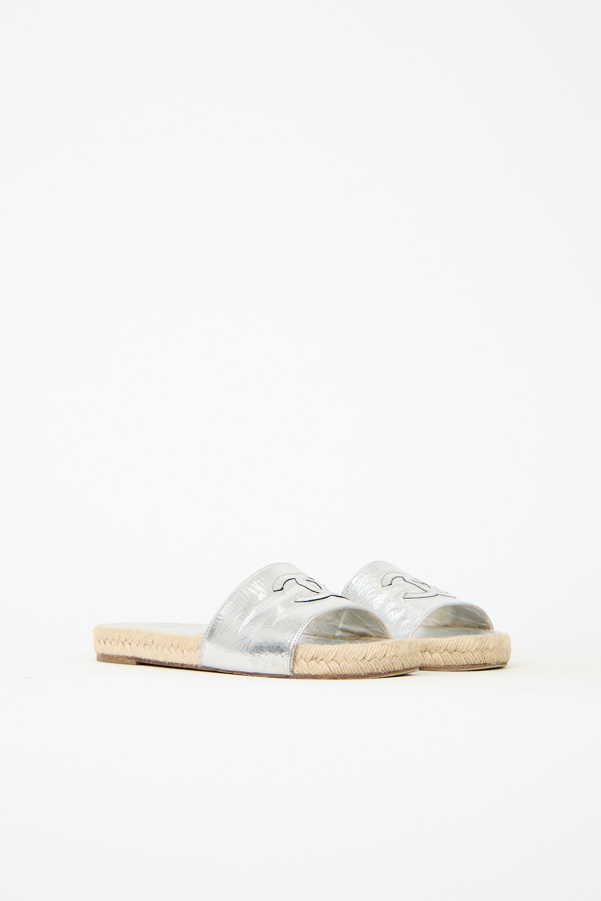Chanel Leather CC Espadrille Slide