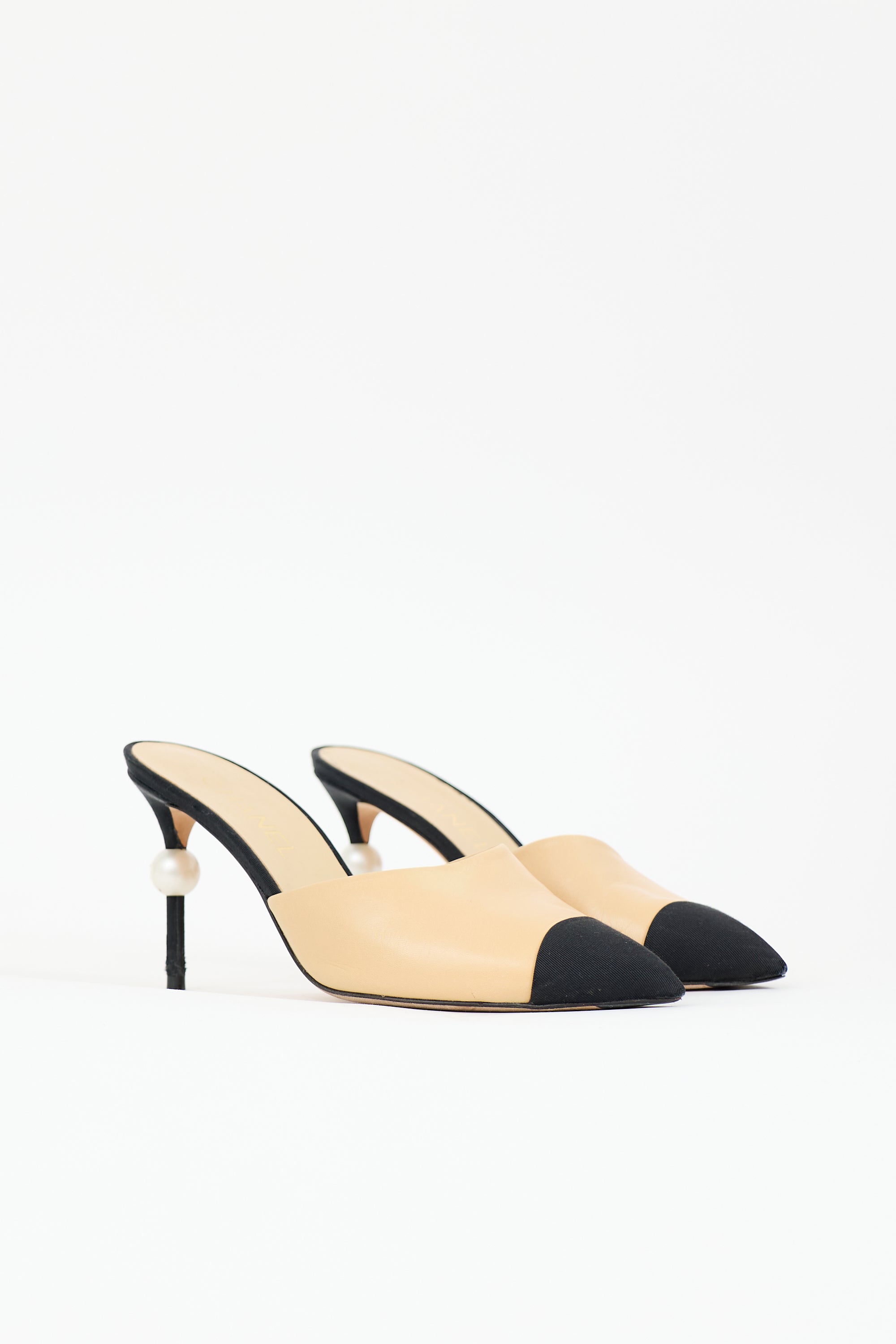 Chanel Leather CC Pearl Mule