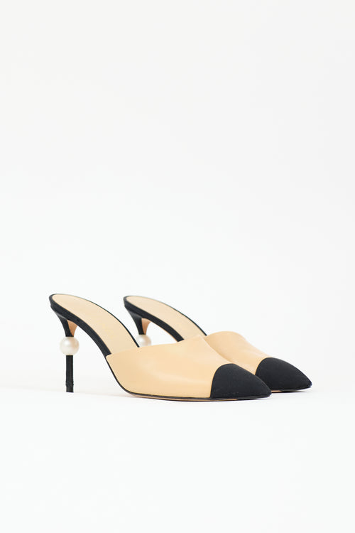 Chanel Leather CC Pearl Mule