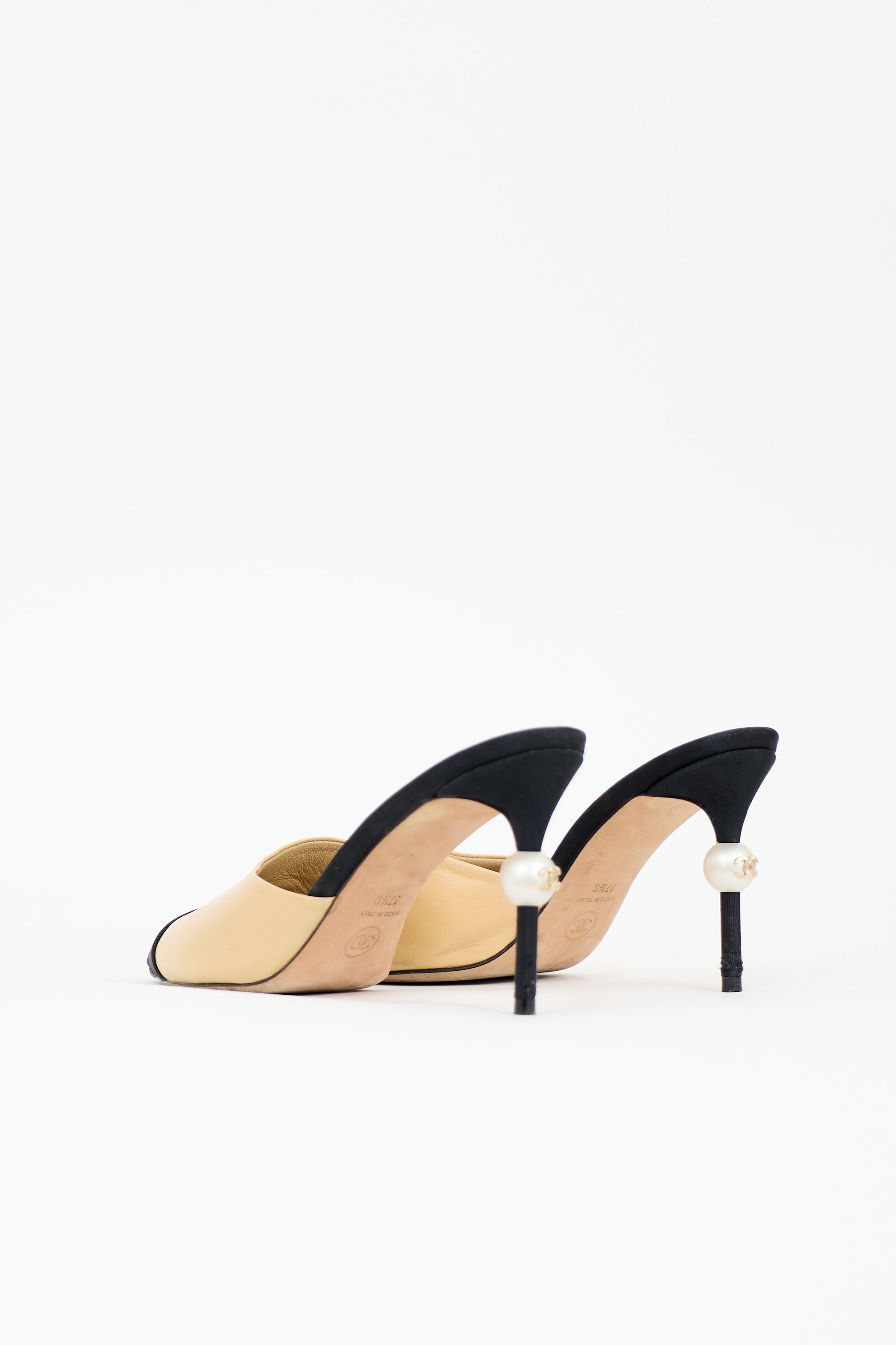 Chanel Leather CC Pearl Mule