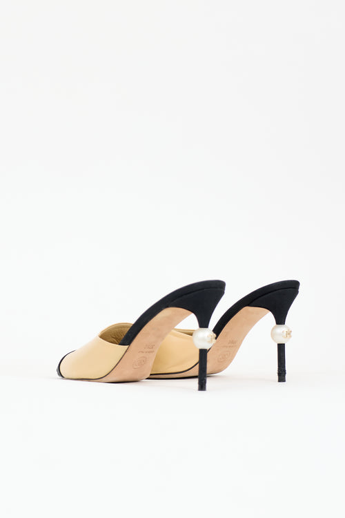 Chanel Leather CC Pearl Mule