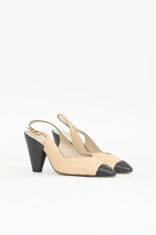 Chanel Leather CC Slingback Pump