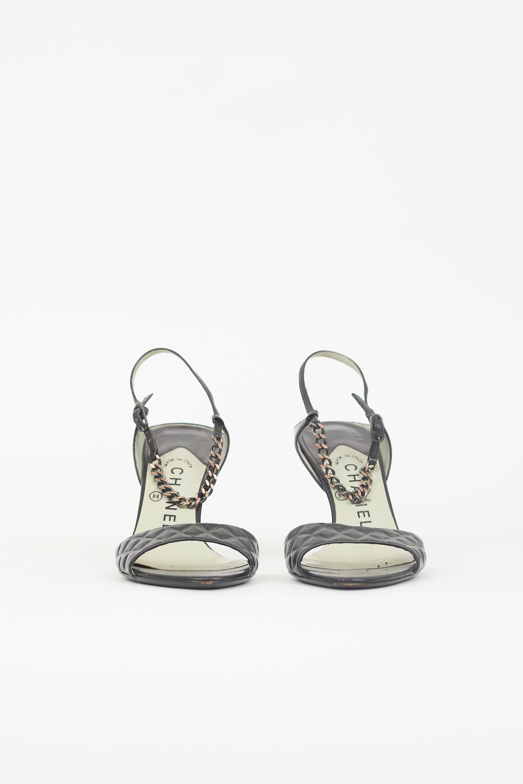Chanel Leather Chain Slingback Heel