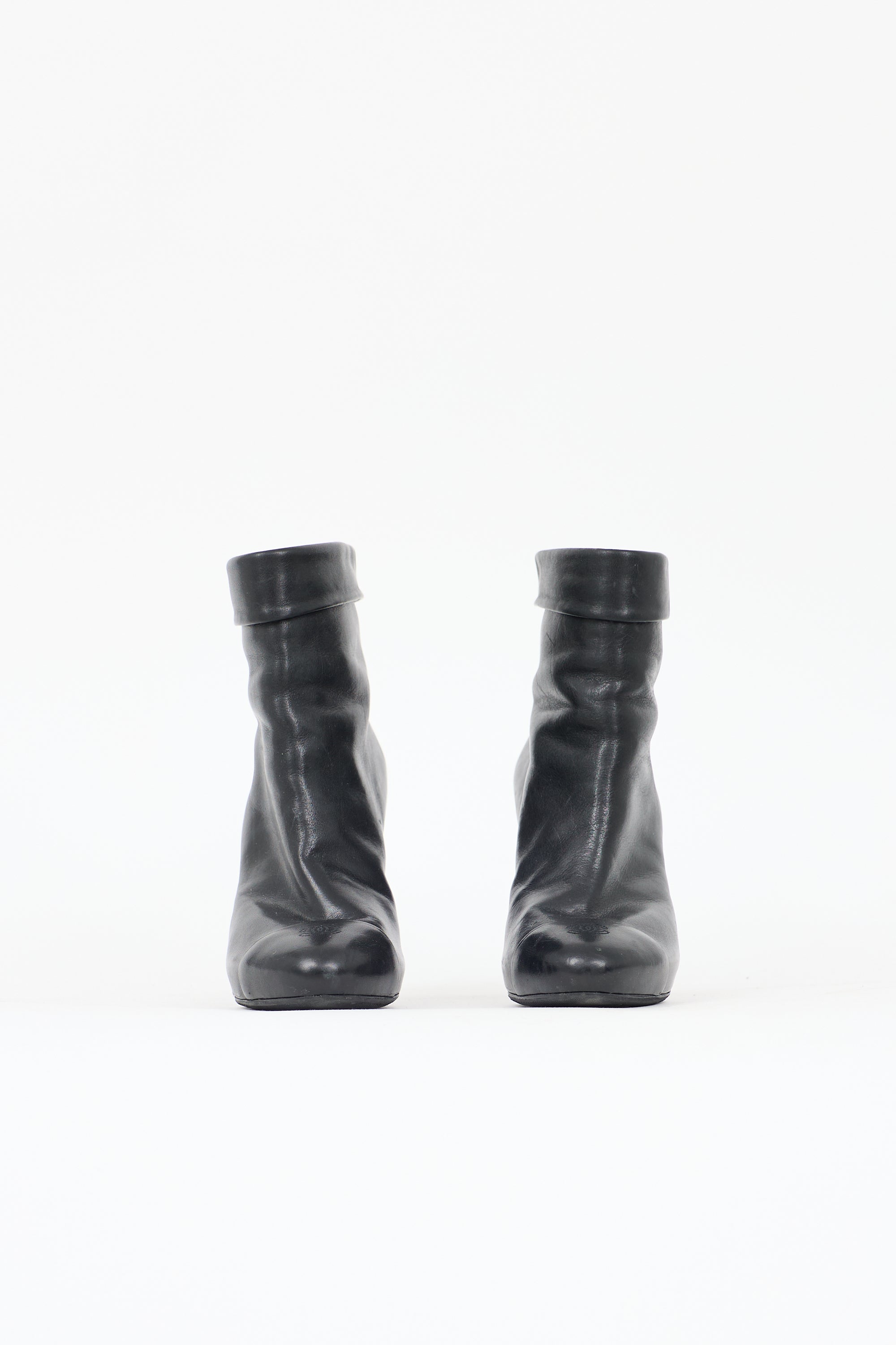 Chanel Leather Folded Collar Boot