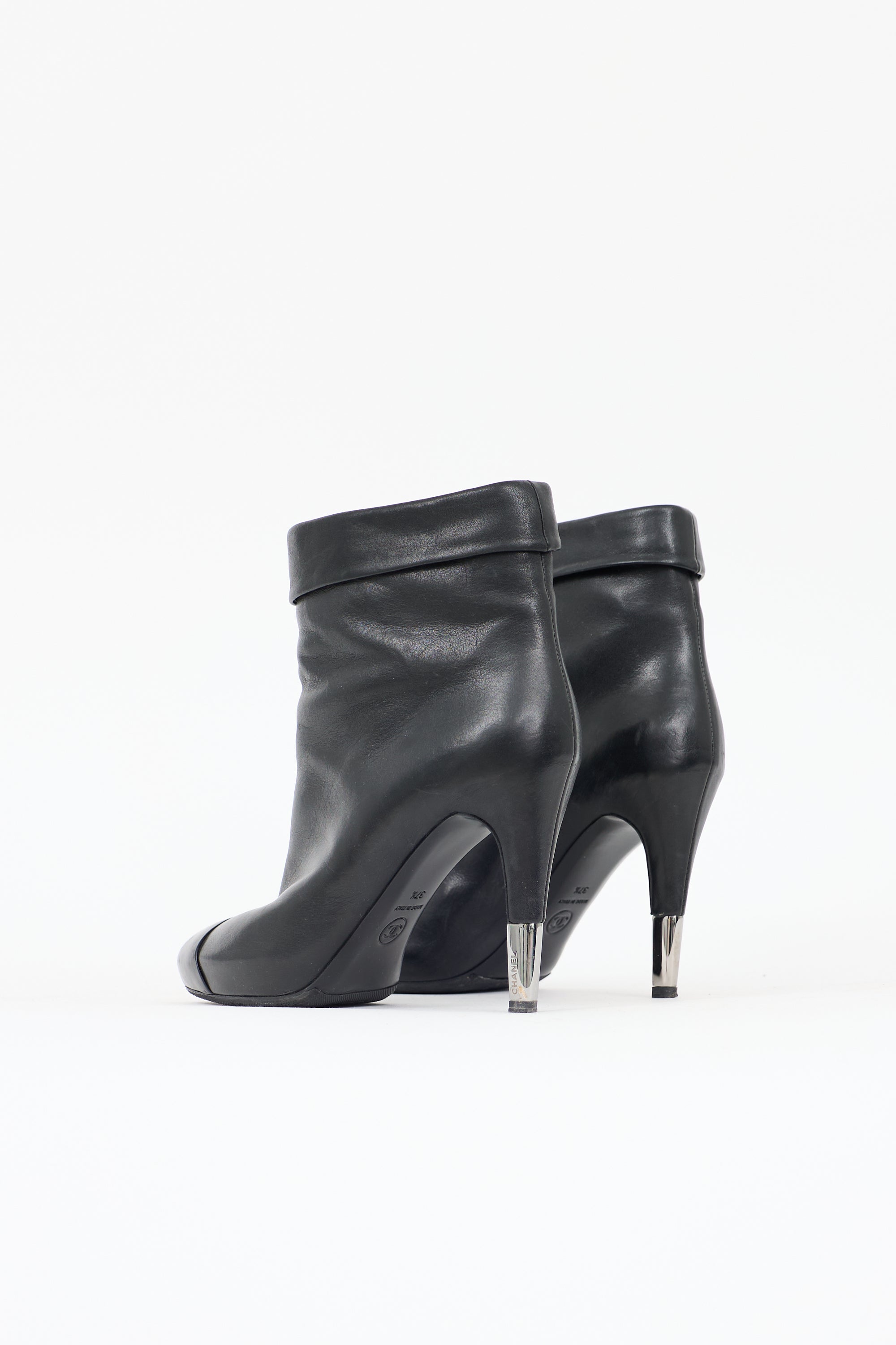 Chanel Leather Folded Collar Boot