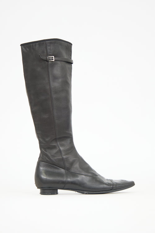 Chanel Leather Perforated CC Boot