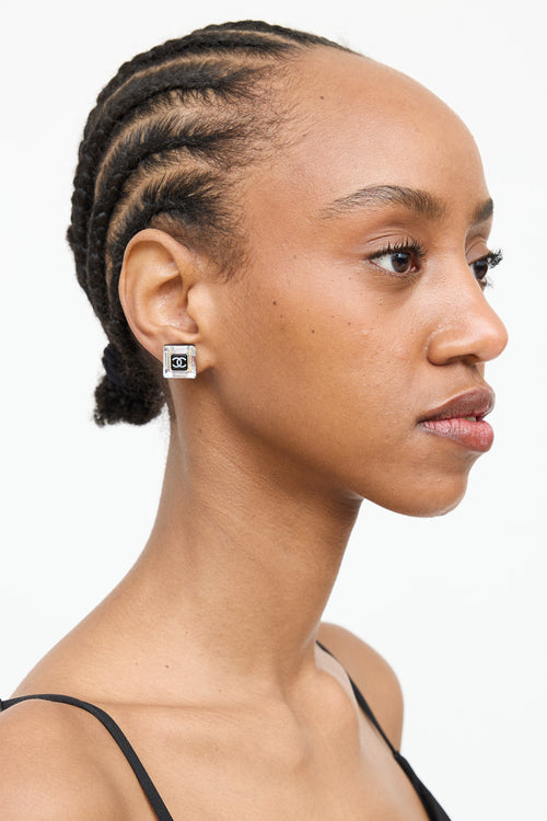 Chanel FW 2007 Lucite Square Logo Earrings