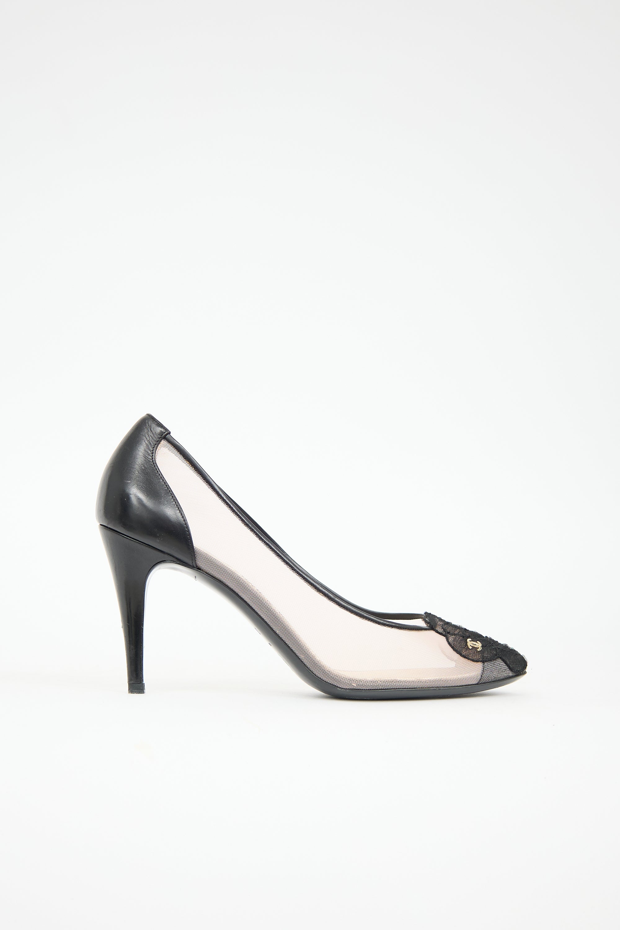 Chanel Mesh CC Camellia Pump