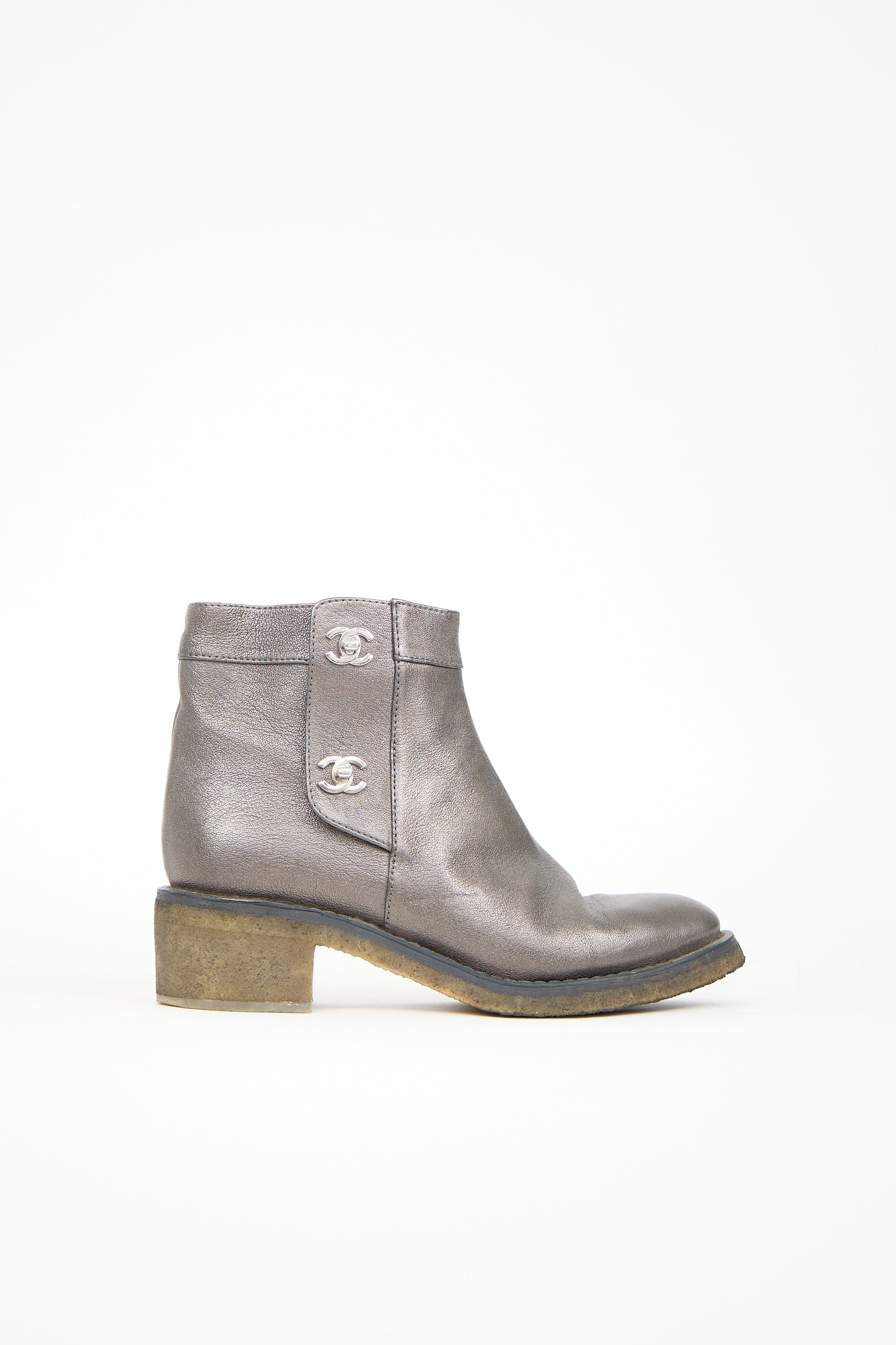 Chanel Metallic Leather CC Boot
