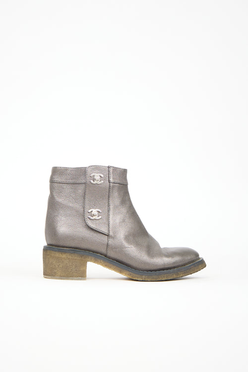 Chanel Metallic Leather CC Boot