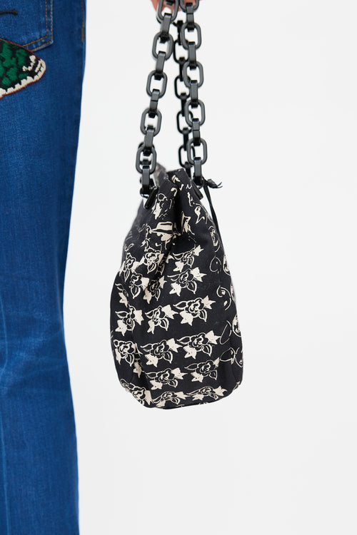 Chanel Mid 2000s Black & Cream Canvas Monogram Tote Bag