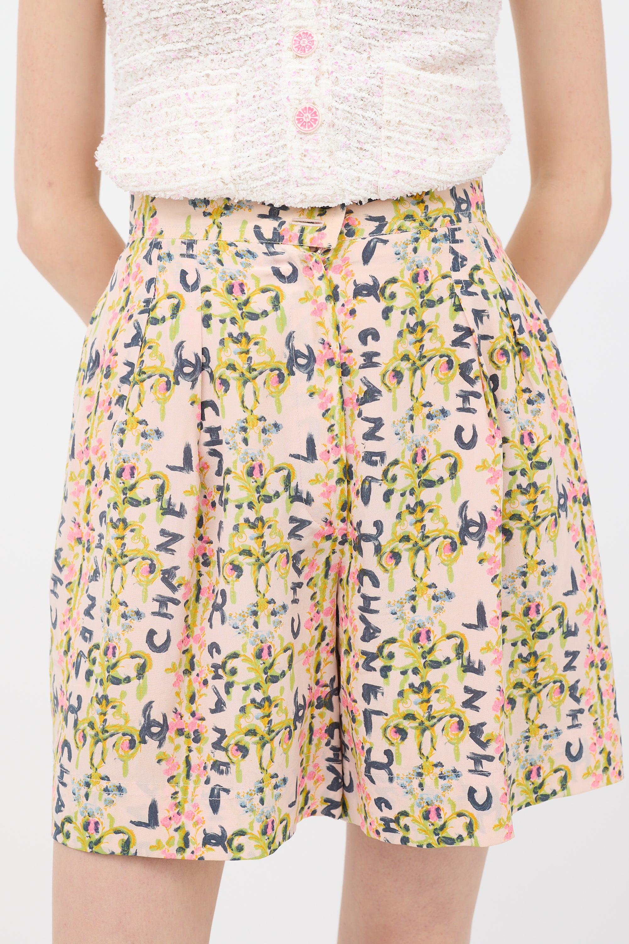 Chanel Spring 1994 Silk Printed Shorts