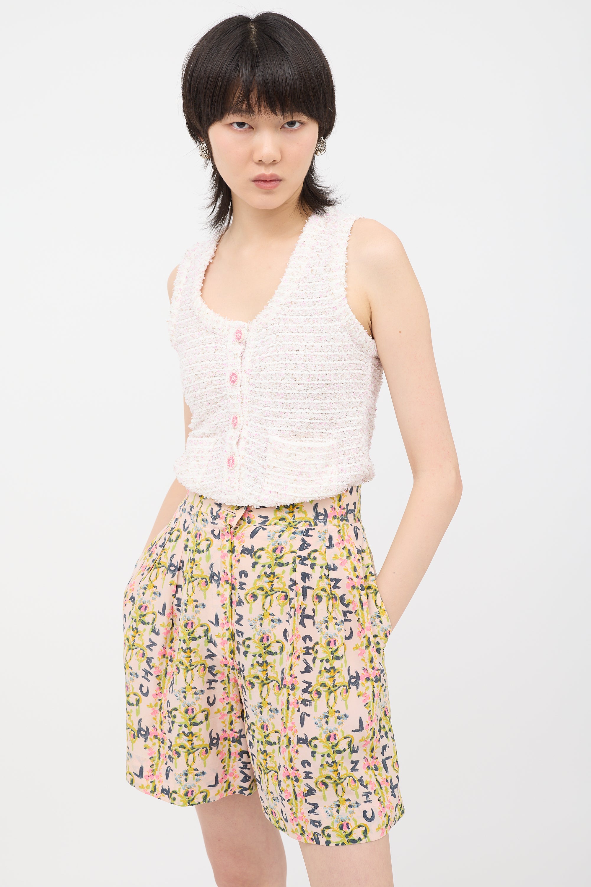 Chanel Spring 1994 Silk Printed Shorts