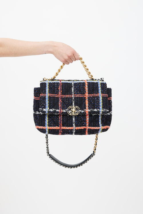 Chanel 2020 Black & Multi Tweed 19 Shoulder Bag